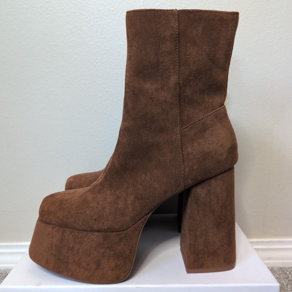 Faux Suede Platform Heeled Y2k Boots